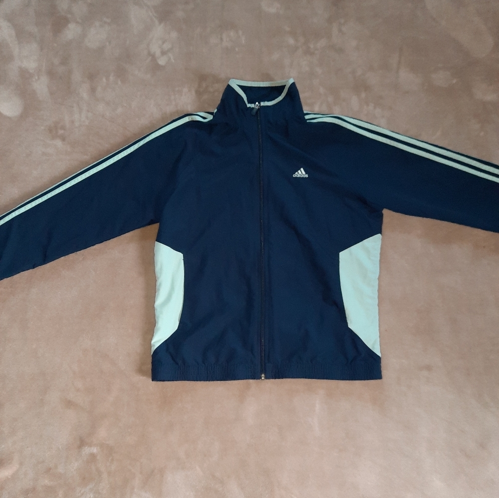 Light Blue and Navy Adidas Windbreaker